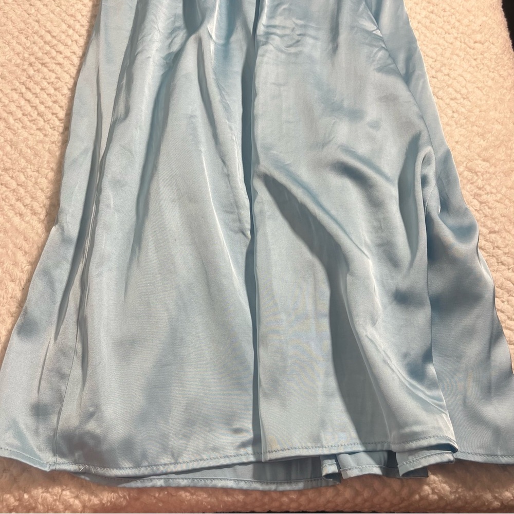 Abercrombie & Fitch Womens Midi Dress Light Blue Strapless Satin Emerson Ruched - Picture 8 of 11